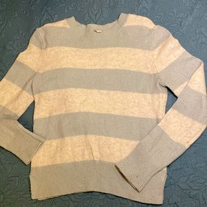 GAP Crewneck Striped Sweater in Seafoam Green/Heathered Off-White